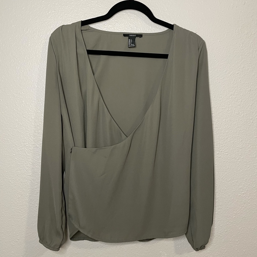 Green Button Over Blouse